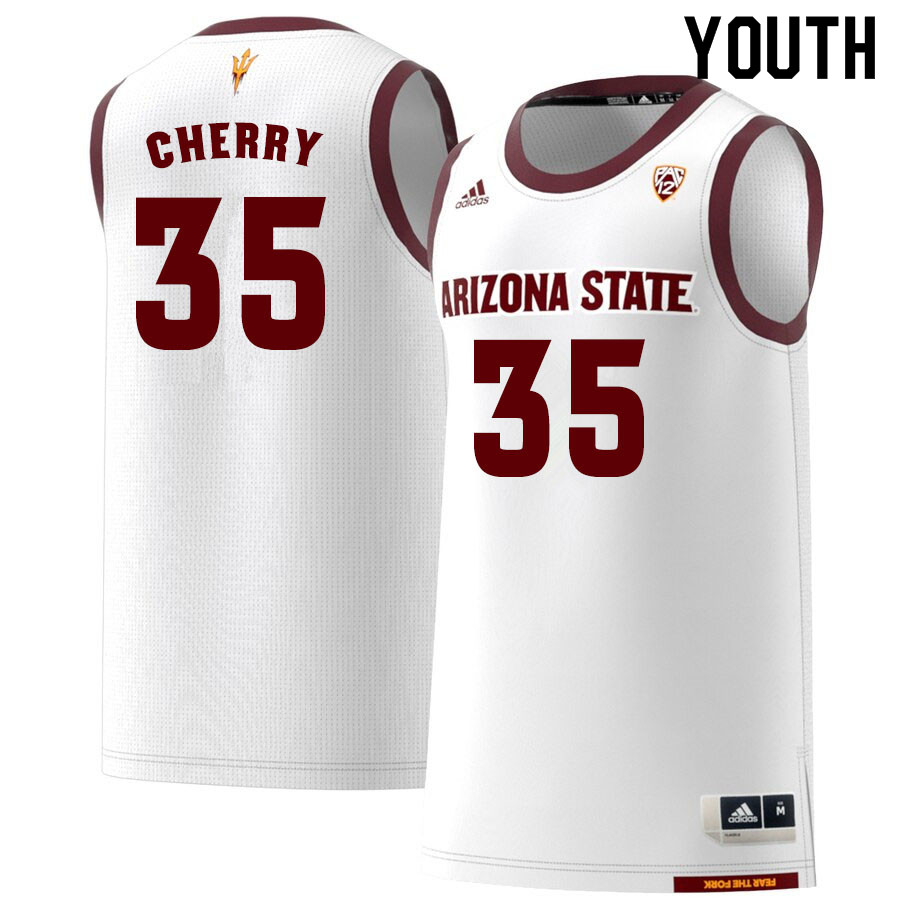 Youth #35 Taeshon Cherry Arizona State Sun Devils College Basketball Jerseys Sale-White